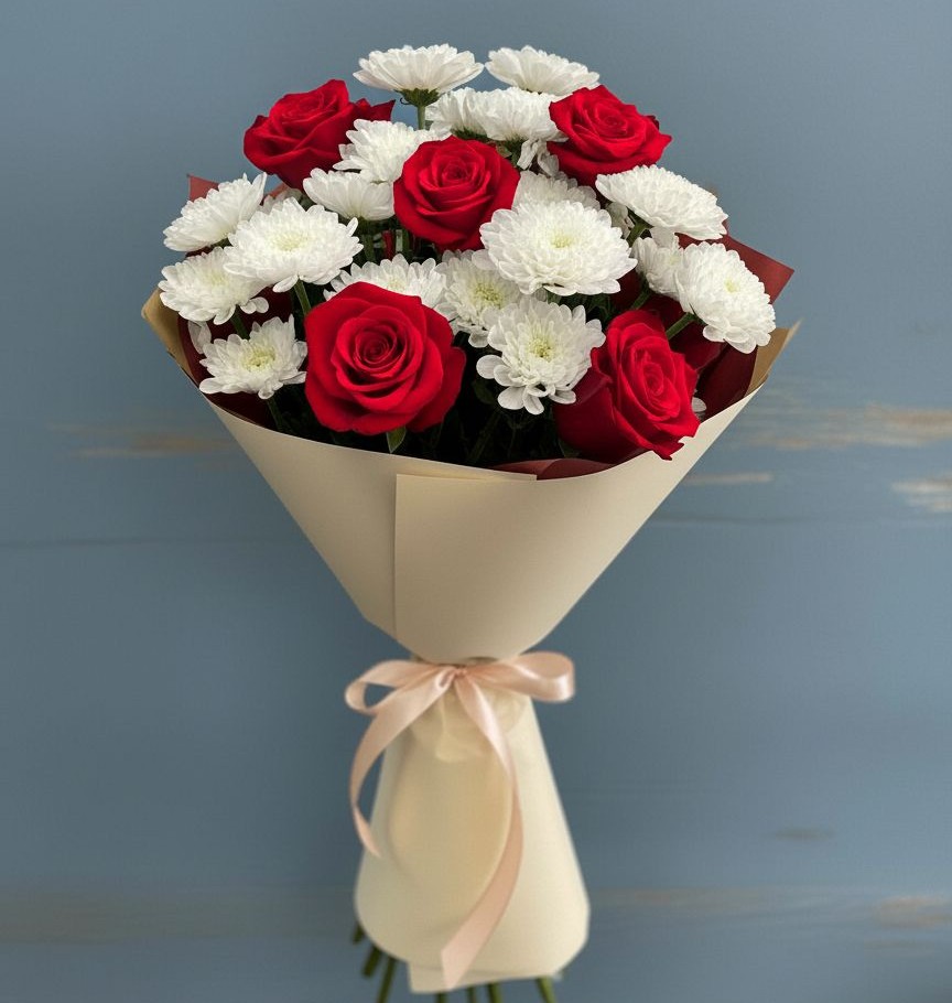 Букет цветов из: Розы и Хризантемы в Семикаракорске