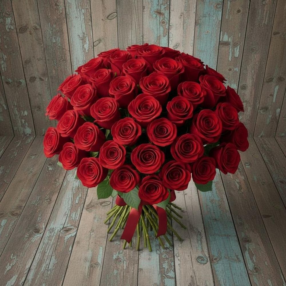Букет 55 Красных роз Фридом в Семикаракорске