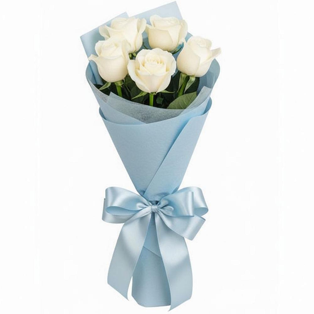 Букет 5 Белых роз Проуд в Семикаракорске