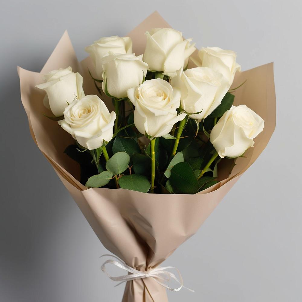 Букет 9 Белых роз Эдлесс Лав в Семикаракорске