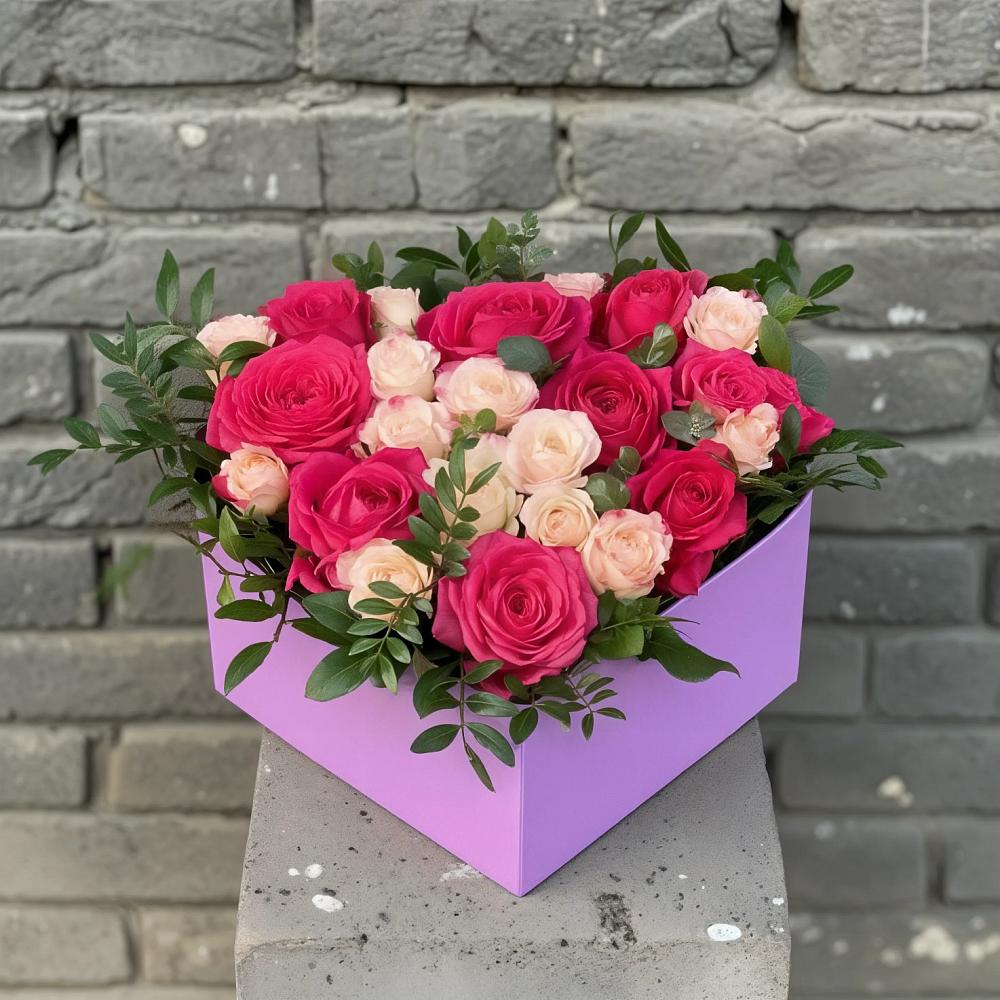 Цветочная композиция из Розы в коробке в Семикаракорске