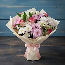 Букет цветов из:  Хризантемы, Альстромерии и Розы в Семикаракорске