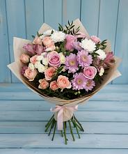 Букет цветов из:  Хризантемы, Розы и Альстромерии в Семикаракорске